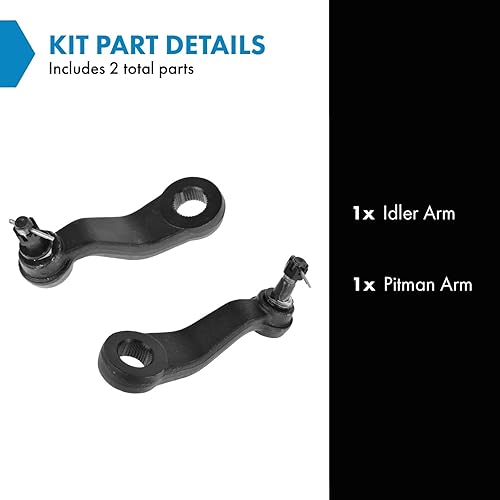 Miniatura 18 de TRQ Kit de dirección del lado del conductor y del pasajero, brazo tensor y soporte de montaje Pitman Arm compatible con Chevrolet GMC 88-92