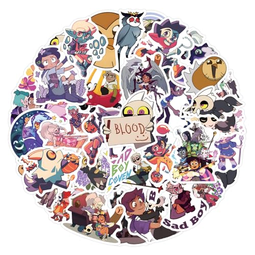 50Pcs The Owl House Stickers for Kids - Cute Cartoon Film Stickers Cute Gifts for Girls Boys Vinyl Sticker for Kids Waterbottle Laptop Guitar Classroom Prizes for Elementary Students (Owl)