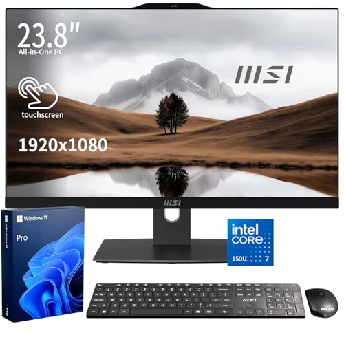 Image of msi Modern Business All-in-One Desktop, Intel Core 7 150U, 23.8 inch FHD IPS 1920x1080 Touchscreen, 64GB DDR5, 1TB SSD, Wi-Fi 6E, IR Camera, HDMI, DP, AI PC, Wireless KB & Mouse, Windows 11 Pro, Black