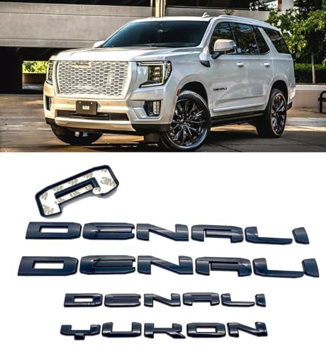 Image of Overlay 4pcs Door Rear Emblem 3D Badge Letters Replacement for 2021-2024 Denali Yukon XL New (Glossy Black)