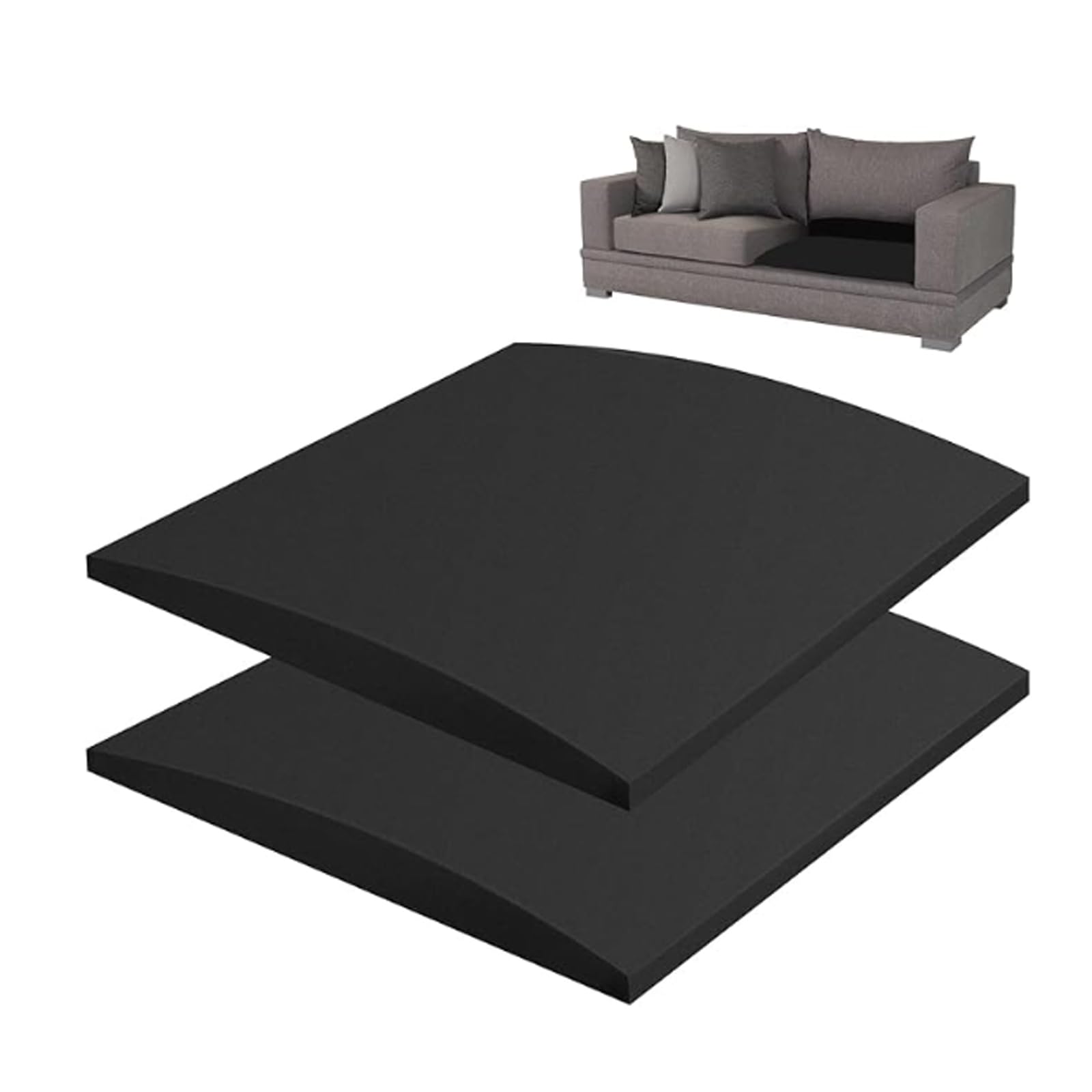 YOZAIUUI 2Pcs 50 X 50cm Sofa Cushion Support: High-Density Sofa Cushion Support for Sagging Seat Foam Cushions Sag Repair Replacement Curved Furniture Seat for Loveseat Chair Balck