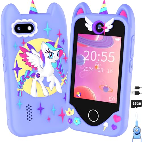 Kids Smart Phone for Boys Gifts - Toddler Christmas Birthday Gift for Age 3 4 5 6 Year Old, Kids Cell Phone Toy with Touchscreen, Dual Cameras, Learning, Music Player, Games with 32 GB Card