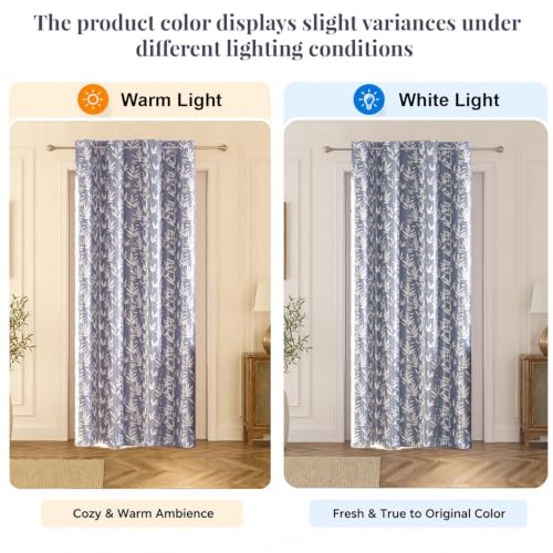 Image of HOKIPO Luxe Foliage Foil Printed Curtains 7 Feet Long 1 Panel, Steel Grey