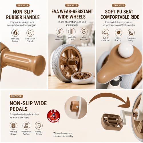 Image of 3-in-1 Kids Tricycle with Music & LED Light | Convertible Tricycle to Balance Bike | Ride-On Cycle for Kids10 Months to 3 Years (Brown)