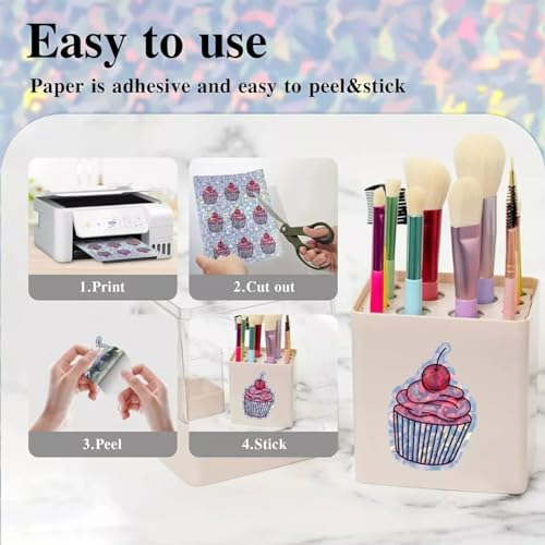 20 Folhas Papel Adesivo Holográfico De Diamante Autoadesivas Laminadas De Vinil Para Adesivos Cricut