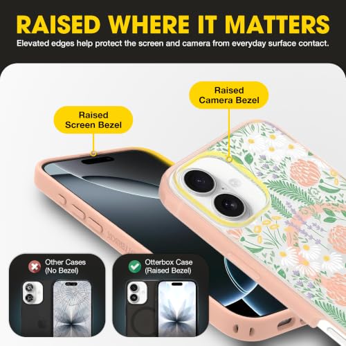 Image of OtterBox iPhone 16 Plus - Symmetry Series Slim MagSafe Case - Peachy Bloom | 3X Military Drop Protection - Slim - Shockproof - Pocket-Friendly - Raised Edges - Anchor Points - Non-Retail Packaging