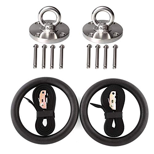 Kovas Gymnastic Rings Adjustable Straps with SUS304 Stainless Steel Ring Mounts,Gymnastic Rings for Full Body Strength and Muscular Bodyweight Training,2 Stainless Steel Heavy Duty Universal Hangers