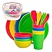 Aktive 16404 - Set menaje Picnic Camping para 4 personas Tartera comida trabajo con asa Menaje camping cubiertos, platos, tazas, ensaladeras Vasos plástico duro reutilizable