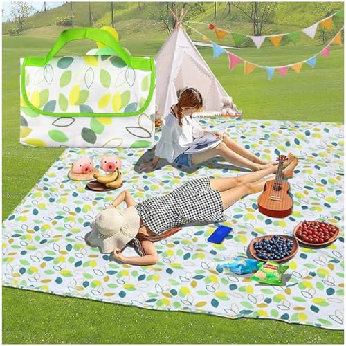 Manta Picnic Impermeable Extra Grande 200×200 cm | Esterilla Playa Portátil con Diseño de Hojas Multicolor | Alfombra Exterior Ligera con Asa de Transporte | Fácil de Limpiar, Sin Arena | Ideal para C