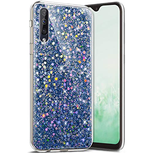 Robinsoni Case Compatible with Samsung Galaxy A50 Cover Flexible Samsung Galaxy A50 Case Silicone Bling Case Soft Silicone TPU Case Glossy Gel Rubber Cover Sparkle Ultra Thin Cover, Blue