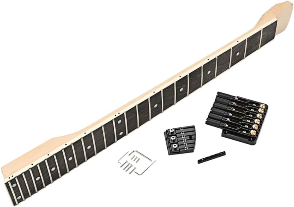ERINGOGO Electric Guitar Neck Headless Set Black Wooden