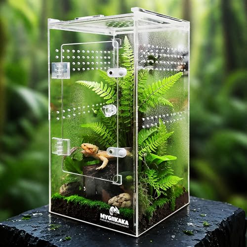 Image of MYGIIKAKA Jumping Spider Enclosure Accessories, Tarantula Spider Box, Bug Cage, Praying Mantis Habitat Enclosure, Snail Insect Terrarium, Caterpillar Habitat (6x6x12 inch)