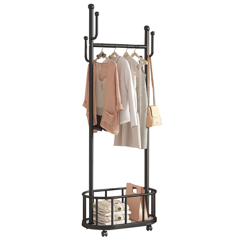 Perchero de metal con ruedas, capacidad de carga máxima de 45,4 kg, 60/80/100 cm x 30 cm x 174 cm. Perchero Slish para pasillo, entrada, dormitorio