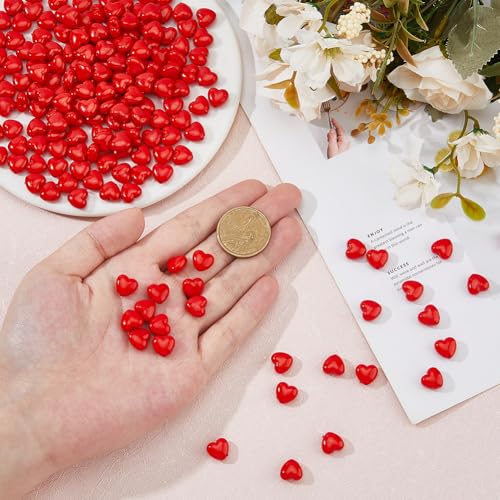 DICOSMETIC 200Pcs Acrylic Heart Beads 10mm Love Heart Beads Red Heart Shaped Pony Beads Mini Heart Spacer Beads for Valentine's Mother's Day Jewelry Making - Image 3