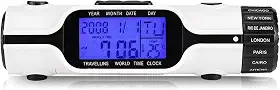 Bolso Dimensionado Com Display de Luz de Fundo Despertador de Viagem Em Tempo Mundial, Relógio de Viagem Em Tempo Mundial, Vários Fusos Horários Ao Ar Livre para Viajar