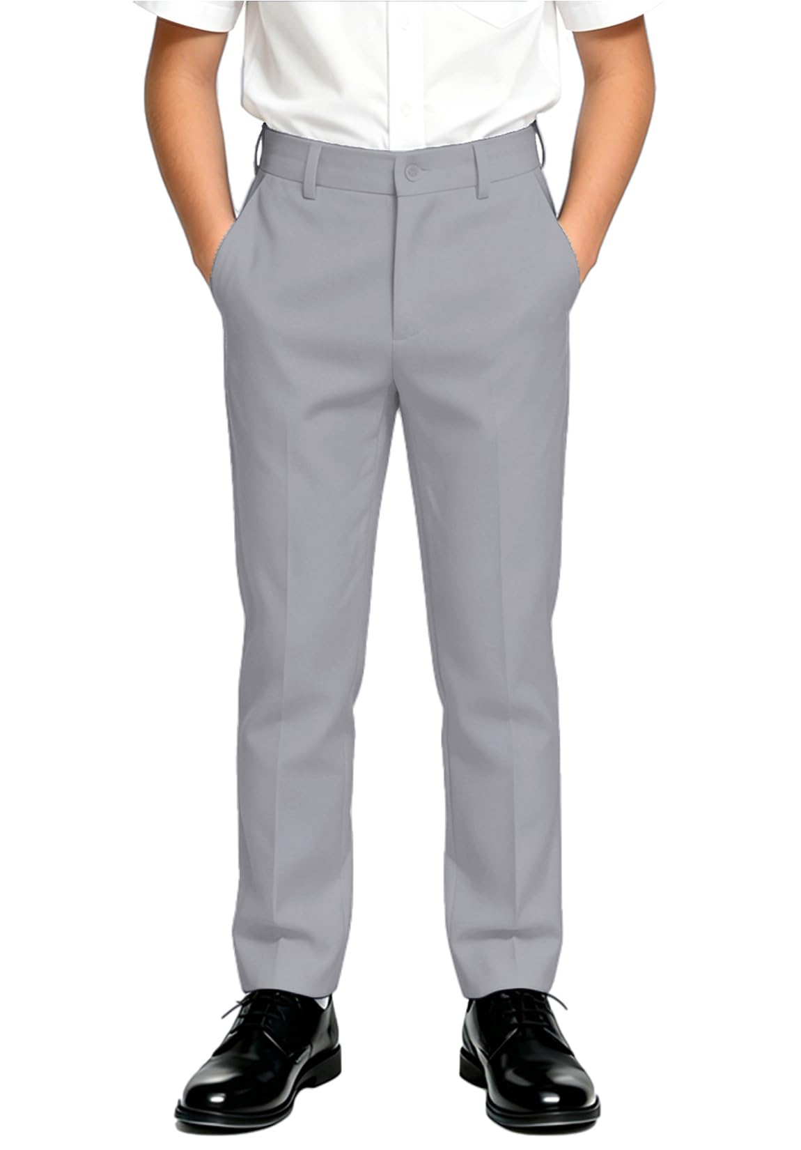 DHTS Boys Dress Pants Slim Fit Uniform Pants for Toddler Teens Trousers