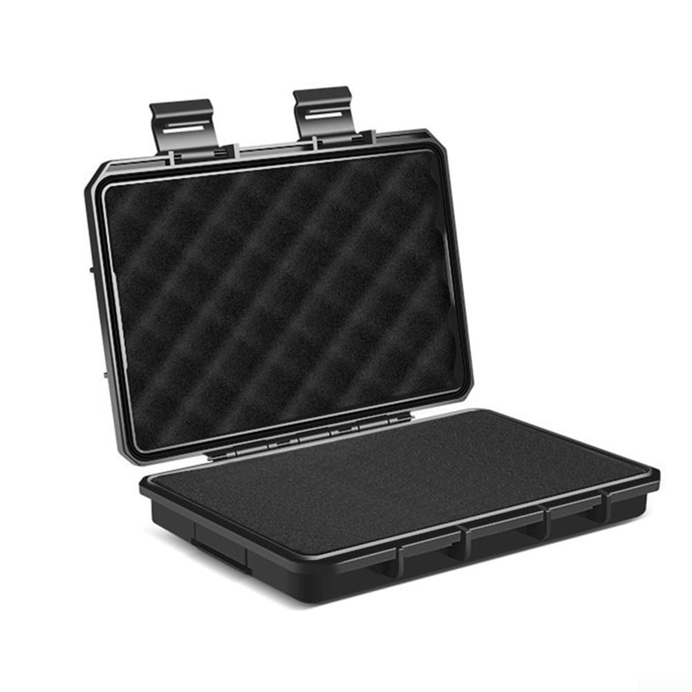 Shockproof Tool Box, Instrument Case, Airtight, Rugged ABS Material (Black)