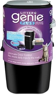 Litter Genie Plus Pail, Ultimate Cat Litter Disposal System, Locks Away Odors, Includes One Refill, Black, Small