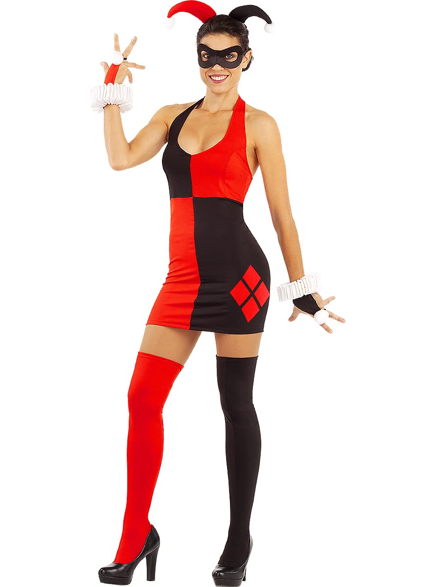 Funidelia | Vestido de Harley Quinn para mujer Superhéroes, DC Comics, Suicide Squad, Villanos - Disfraz para adultos y divertidos accesorios para Fiestas, Carnaval y Halloween - Negro