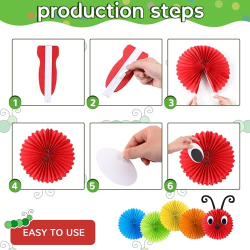 Image of Hortsun 14 Pcs Caterpillar Birthday Decorations 12 Inch 8 Inch Caterpillar Paper Lanterns for School Classroom Birthday Party Favors, with Eyes Mouth Feelers Glue Point(Multicolor)