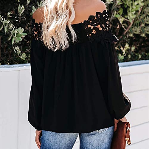 Ladies Autumn Winter Lace Off Shoulder Sweatshirt Long Sleeved Casual Color Sweater 3x Womens Tops plus Size3