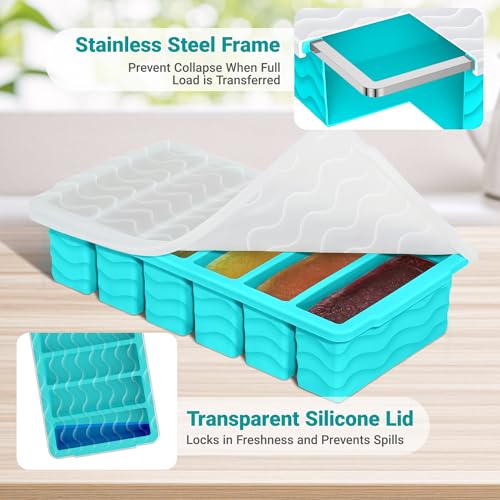 1/2 Cup Silicone Freezer Molds with Lid, 2-Pack Silicone Freezer Trays for Soup, Sauce & Broth – Meal Prep Containers, Large Ice Cube Tray, Oven & Dishwasher Safe by Aopigavi - Image 4
