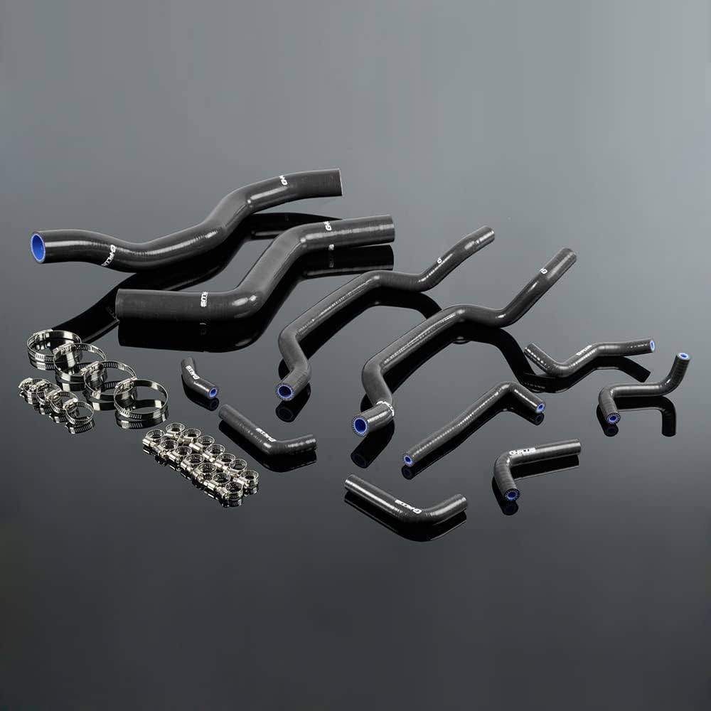 PIT66 Silicone Radiator Coolant Hose Kit,Compatible with 1995-1999 Mitsubishi Eclipse Dsm 4G63T 2G Black with Clamps