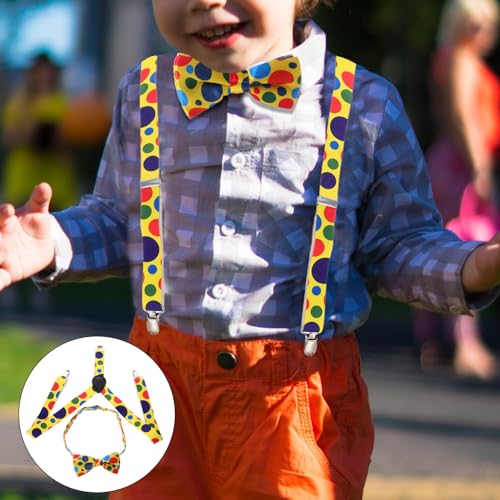 FRCOLOR 1 Set Dot Bow Tie Belt Clown Suspenders Suspenders Bow Tie Clown Bowtie Party Favor Suits for Boys Colorful Dot Suspender Bib Short Elastic Halloween Toddler3