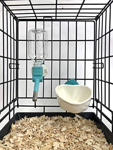 image for Choco Nose Rabbit No Drip Water Bottle & Food Bowl Set. H528 Wire Cage