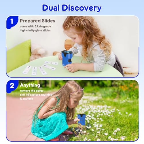 Image of Kids Handheld Digital Microscope Rechargeable: 4K 2.0 inch Screen, 1000X Portable Pocket Scope with Slides Kit & 32G Card - Science STEM Experiment Toy, Educational Gifts for Ages 4-12 (Blue)