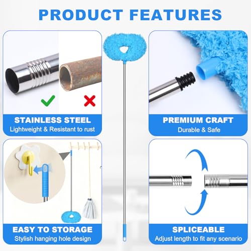 Image of Storystore Ceiling Fan Cleaner Duster - Adjustable Duster with Extension Pole,Dusters for Cleaning Fan Blade, Walls and Cobweb (7FT /Blue)