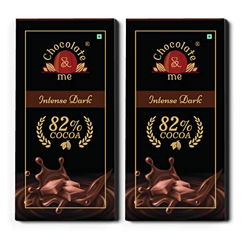 Image of Chocolate and Me 82% Dark Chocolate Bar Rich In Cocoa Butter | Vegan | Natural | 2 x 90Gms (Pack of 2)