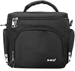 Bolsa Térmica Marmita, 7 Litros, Couro Sintético, Impermeável, com Alça de Ombro, para Trabalho, Academia, Escola e Viagem (PRETO)