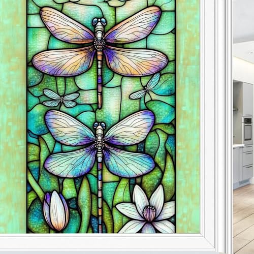 Vinilo para ventana de vidrio esmerilado con diseño de libélulas acuareladas 17.7x23.6 pulgadas miniatura 1