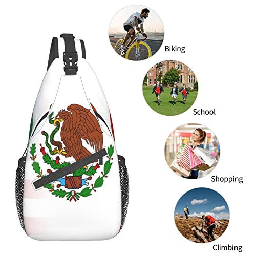 Mochila bandolera unisex con diseño bandera México-EEUU miniatura 7