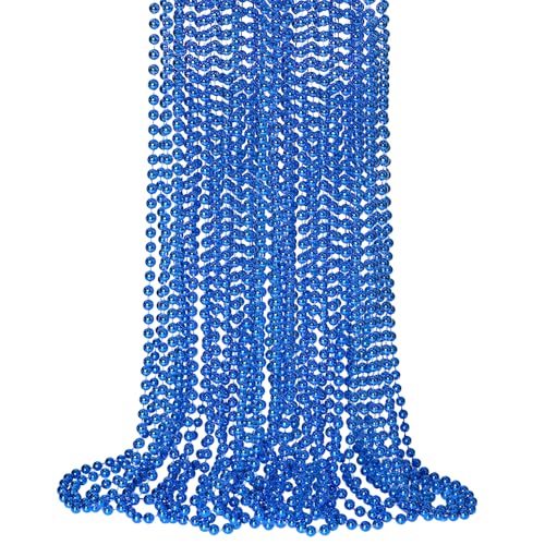 12 PCS Blue Bead Necklace Blue Mardi Gras Beads Christmas Necklaces 33 4th of July Patriotic Beads Necklaces Parade Throw Accessories for Independence Day Mardi Gras Hanukkah Pirate Party