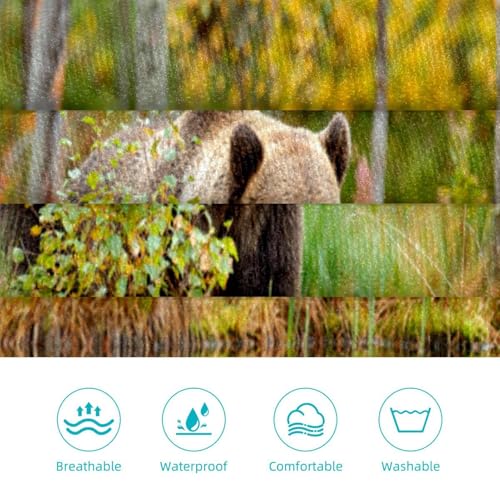 Tablier de cuisine ours marron marchant autour du lac lot de 2