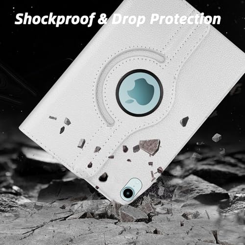 Image of TGK 360 Rotatable Smart Flip Cover for iPad mini 7 Case A17 Pro 2024, iPad mini 7th /6th Generation 8.3 inch (White)