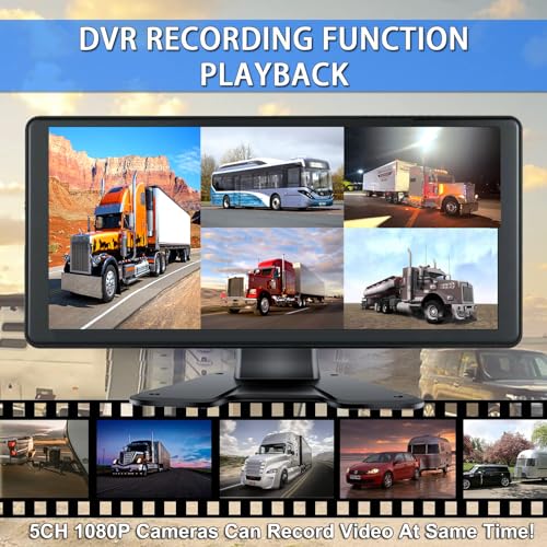 Image of 4K Backup Camera System with 10.36 inch IPS 5-Channel Touch Screen Monitor Rear Side View 5 AHD Camera DVR Recording Backup Heavy Duty Camera for Truck Bus RV Trailer Semi Box EH5 VEKOOTO