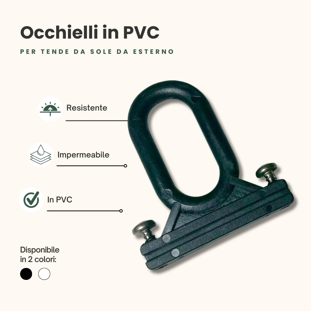 Ganci Per Tende Da Sole Esterni - 1 Coppia Bianca, Universali Con Viti - Foto 5