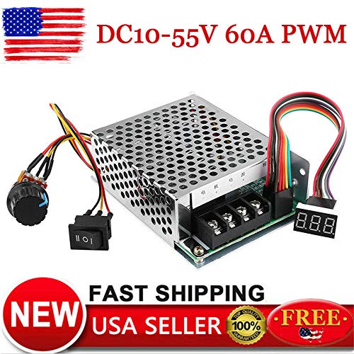 DC 10-55V MAX 60A PWM JCGPGR3F33M Motor Speed Controller CW CCW Reversible 12V 24V 36V US