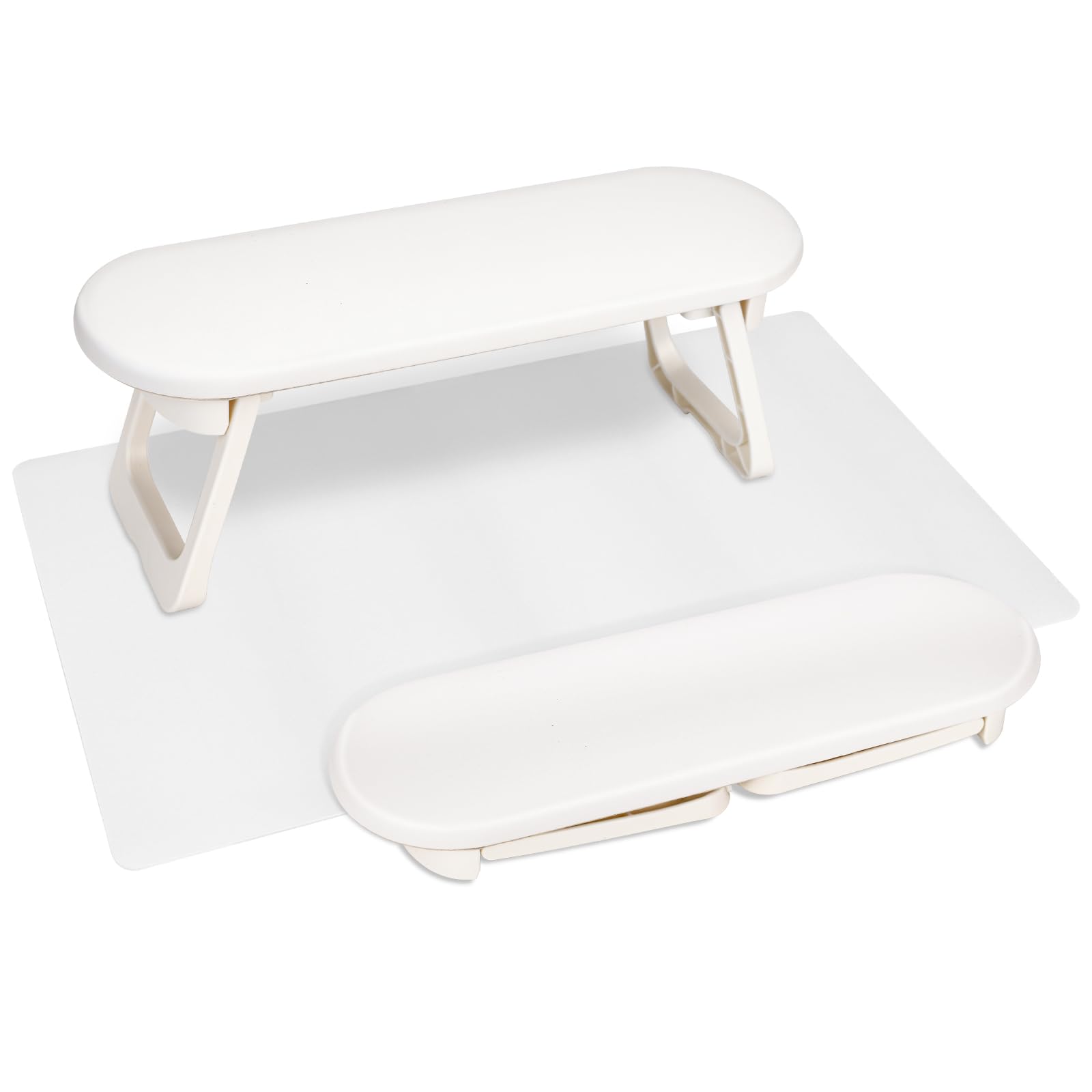 Reposamanos para uñas,Almohada de Mano de Uñas Antideslizante de Cuero PU,Reposabrazos Manicura Plegable,reposamanos de uñas,Reposabrazos de uñas,Diseño Ergonómico para Salón y Hogar,Blanco
