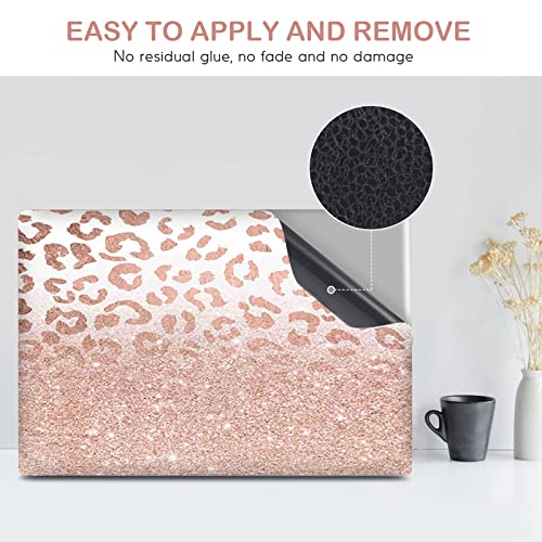 Image of DINKY Laptop Skin Sticker Decal, 12 inch 13 inch 13.3 inch 14 inch 15 inch 15.4 inch 15.6 inch Laptop Universal Reusable Vinyl Skin Stickers Cover Art Decal Notebook PC Personalized Protector-Rose Pink Leopard Print