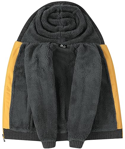 Image of ZITY Boys Zip Up Hoodie Fleece Jacket Kids Sherpa Lined Sweatshirts Outerwear Unisex Warm Winter Coat 6-15 Years Old