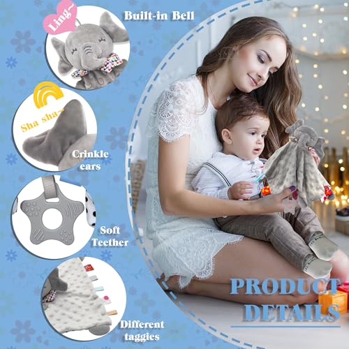 Image of 2-Pack Elephant Loveys for Babies| Soft and Comfortable Security Tag Blankets for Babies - Baby Gifts Set for Boys and Girls, Elephant Stuffed Animals Christmas Baby Gifts, Suitable for 0-12 Months