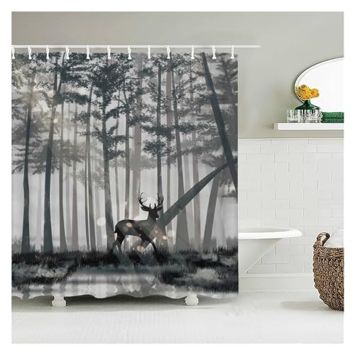 Rideau de douche imperméable avec imprimé 3D bouleau blanc 180x200cm