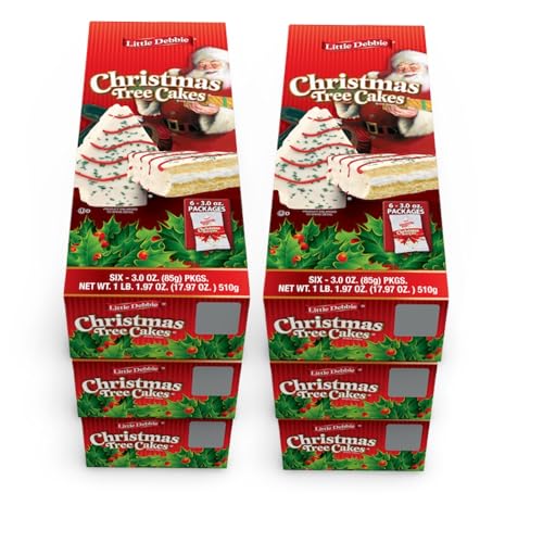 Little Debbie Christmas Tree Cakes – Vanilla | Mega Sized 3 oz Single Serve Snack Cakes, 6 Per Box, 9 Box Case (54 Total Cakes)