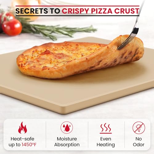 Image of Unicook Large Rectangular Pizza Stone for Oven and Grill 20 inch x 16 inch x 0.6 inch, Thermal Shock Resistant Cordierite Baking Stone, Ideal for Baking Crispy Pizzas, Bread and Cookies, Dough Cutter Included