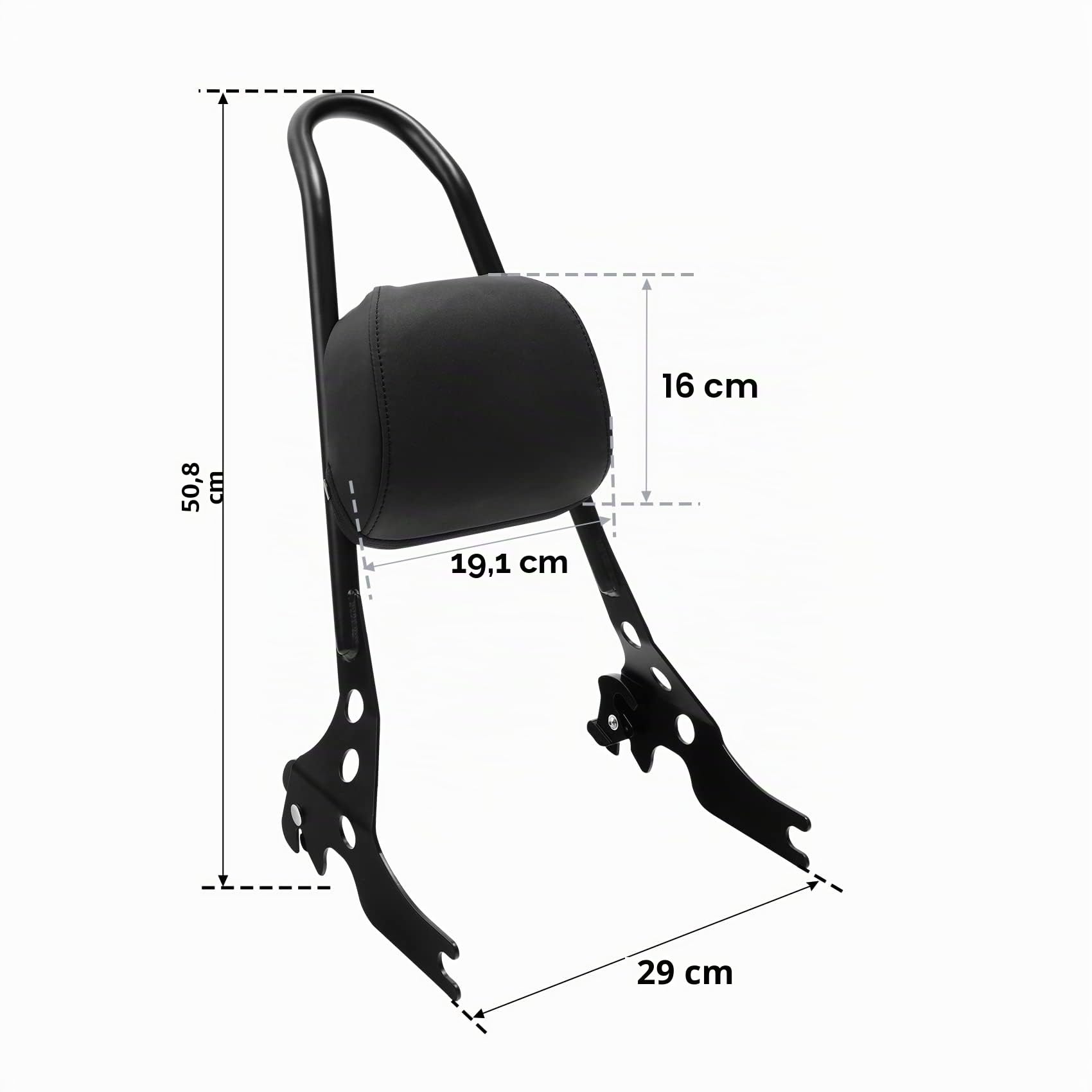 TCMT Rückenlehne abnehmbare Sissy Bar-Bügel mit Polster, passend für Harley Sportster 883 XL883 2004–2022, Superlow XL883L 2011–2019, Iron 883 XL883N 2009–2022, Forty Eight XL1200X 2010–2022