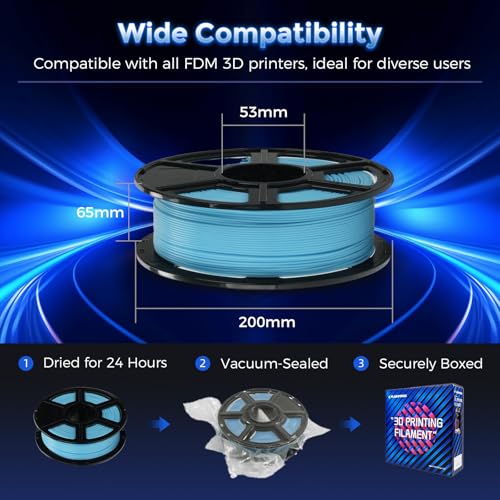 Image of FLASHFORGE Rapid PLA Filament 1.75mm Luminous Blue, 500mm /s High Speed Printing, Glow in the Dark 3D Printer Filament 1kg Spool, Dimensional Accuracy + /- 0.02mm, Brilliant, Long-Lasting Glow